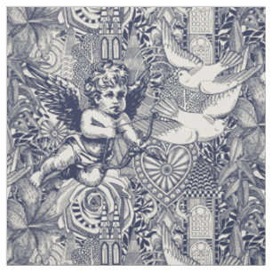 Tissu valentine maximalisme marine perle bleue