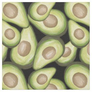 Tissu Végan vert de fruits d'été motif Avocado