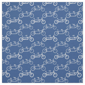 Tissu Vélo Tandem blanc en bleu