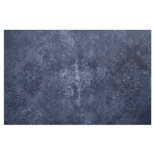 Tissu Velvety Navy Damask Bleu foncé Grunge Baroque
