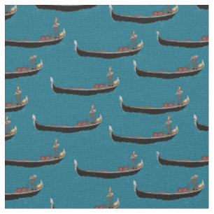 Tissu Venise, Italie Gondolas et Gondoliers Turquoise Bl