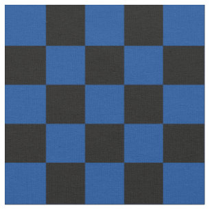 Tissu Vérifications de 2,54 cm à damier noir et bleu fon