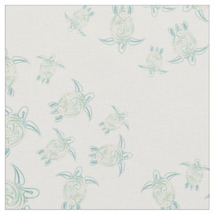 Tissu Vert blanc de motif de tortues de mer