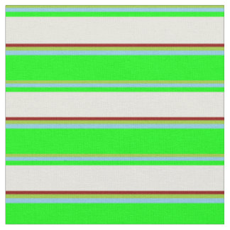 Tissu Vert, bleu ciel, citron vert, beige et rouge foncé