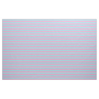 Tissu Vert/bleu écume de mer avec des rayures rose/blanc