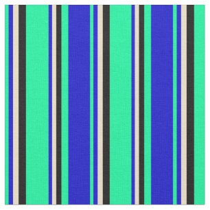 Tissu Vert, Bleu, Tan et Noir Motif de couleur