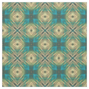 Tissu Vert bleu Turquoise Turquoise Aztec Motif mosaïque