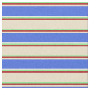 Tissu Vert clair, Rouge, Tan, Royal Blue et Blanc