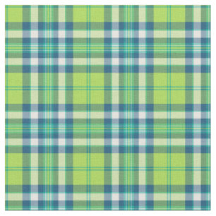 Tissu Vert de chaux, turquoise et plaid bleu de mode