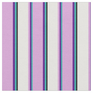 Tissu Vert de la mer claire, Indigo, Plum, Blanc et Noir