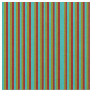 Tissu Vert de mer clair, rouge foncé et vert lignes Moti