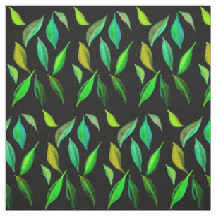 Tissu Vert feuille aquarelle feuillage art motif