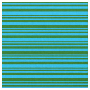 Tissu Vert foncé et bleu ciel profond Motif à rayures/à