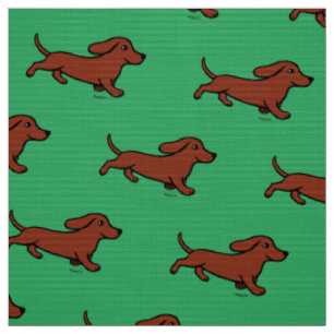 Tissu Vert fonctionnant de teckel lisse rouge