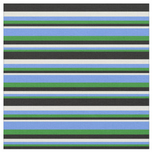 Tissu Vert Forêt, Bleu de Cornouailles, Beige et Noir