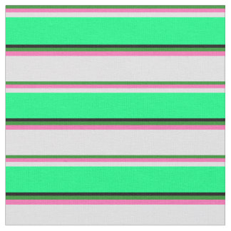 Tissu Vert Forêt, Rose Chaud, Lavande, Vert & Noir