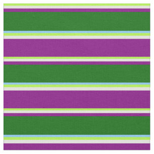 Tissu Vert, Jaune, Violet, Vert foncé et bleu ciel clair
