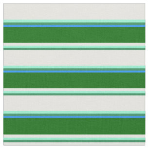 Tissu Vert mer, Aquamarine, Crème à la menthe, Vert & Bl