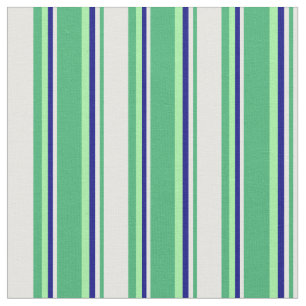 Tissu Vert mer, Crème à la menthe, Lignes bleues et vert