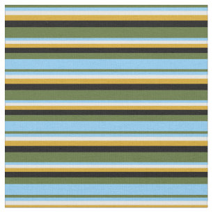 Tissu Vert olive, Bleu, Crème à la menthe, Bande dorée e