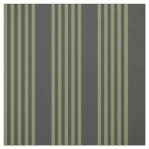 Tissu Vert olive et charbon de bois cinq bandes motif