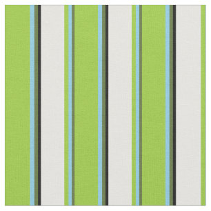Tissu Vert olive foncé, bleu ciel, vert, blanc et noir