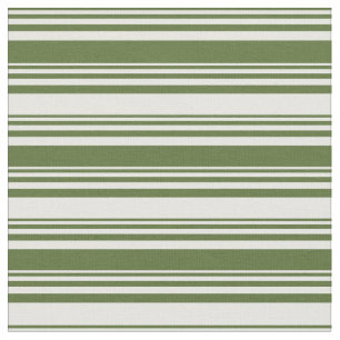 Tissu Vert olive foncé et lignes couleur crème de menthe