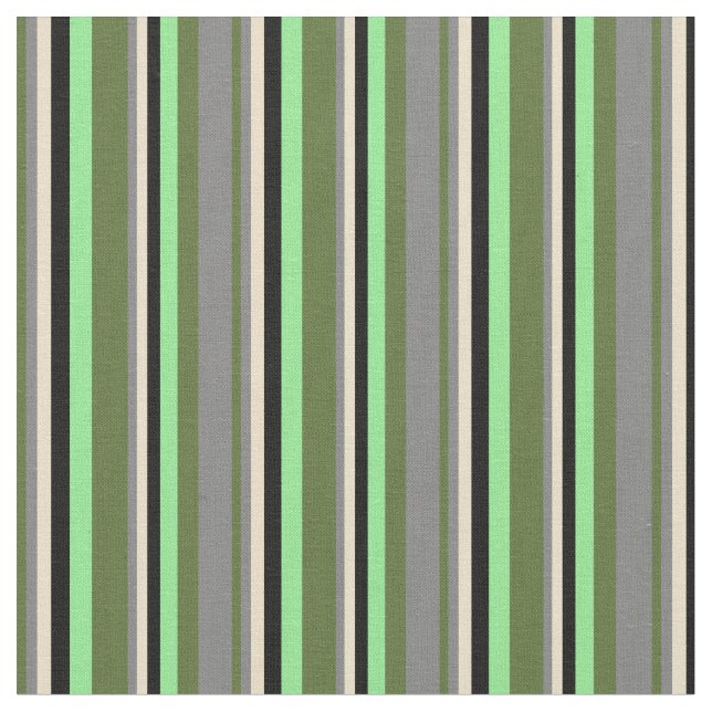 Tissu Vert olive foncé, Gris, Tan, Noir & Vert clair (Fermer)