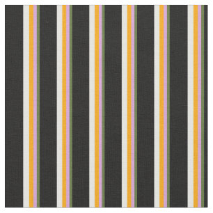 Tissu Vert olive foncé, prune, orange, blanc & noir