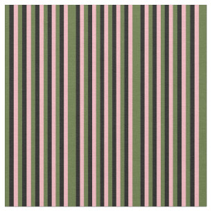 Tissu Vert olive foncé, rose pâle et noir
