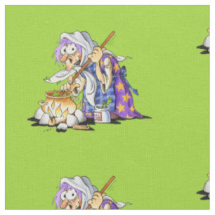 Tissu Vert Personnalisé Joyeux Halloween Avec Sorc