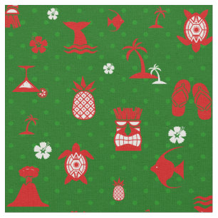 Tissu vert tropical de noël tiki rétro