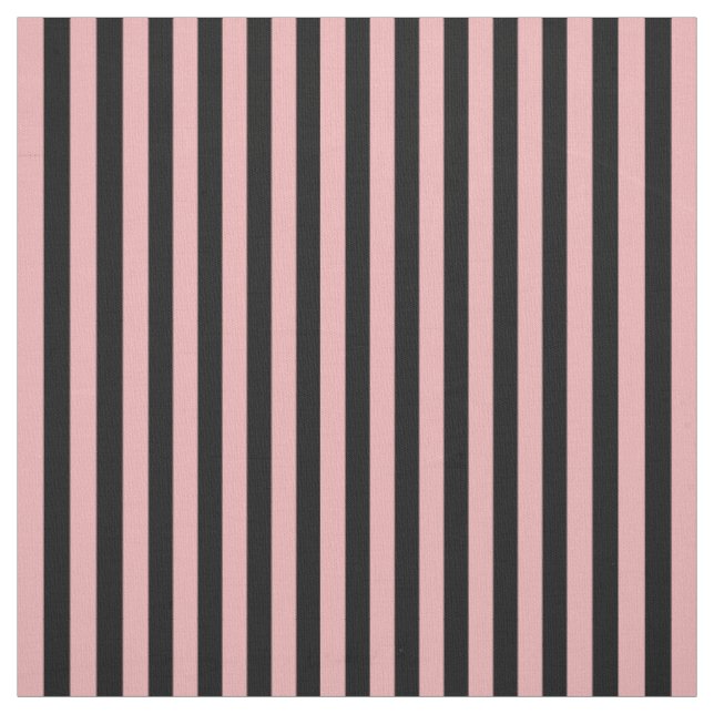Tissu Vertical rose clair et noir rayé (Échantillon)