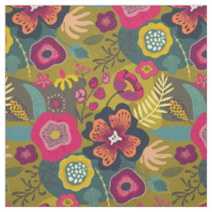 Tissu Verts tropicaux Abstrait Floral