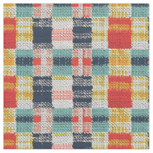 Tissu Vibrant tissé plaid - Retro Boho À damiers Motif