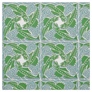 Tissu Victorian Era Art Nouveau Four Fish Motif