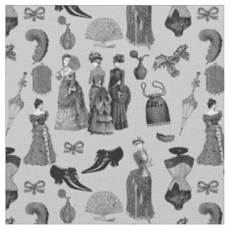 Tissu victorian era fashion women toile black white