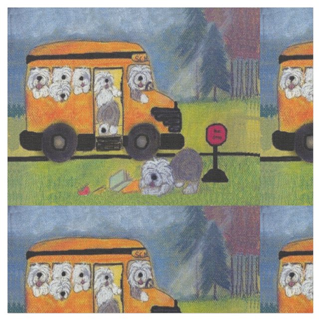 Tissu Vieil autobus anglais de Wigglebottom de chien de (Fermer)