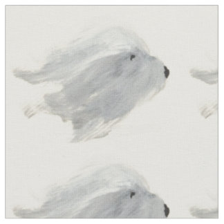 Tissu Vieux chien de berger anglais Blowin dans le vent