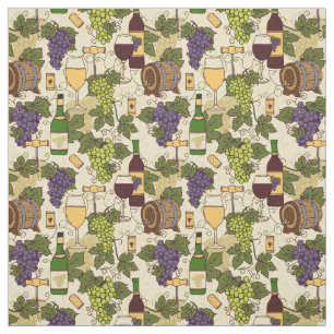 Tissu Vin Boisson Vignoble Raisins Vigne Feuille Motif