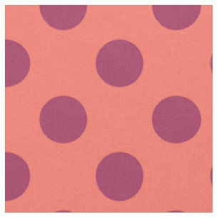 Tissu Vin rouge et corail vivant pois