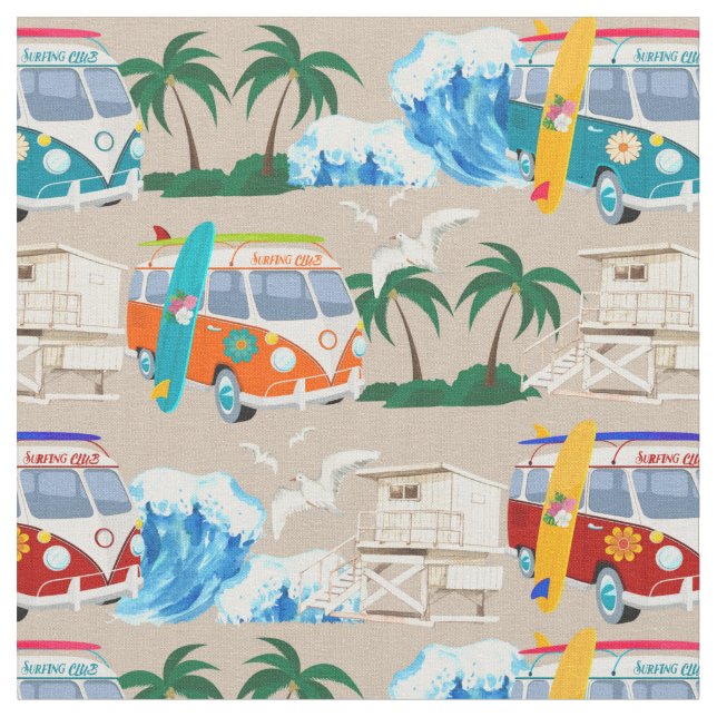 Tissu Vintag Van Surf beige Stoff (Nahaufnahme)