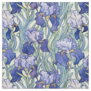 Tissu Vintage bleu art nouveau iris