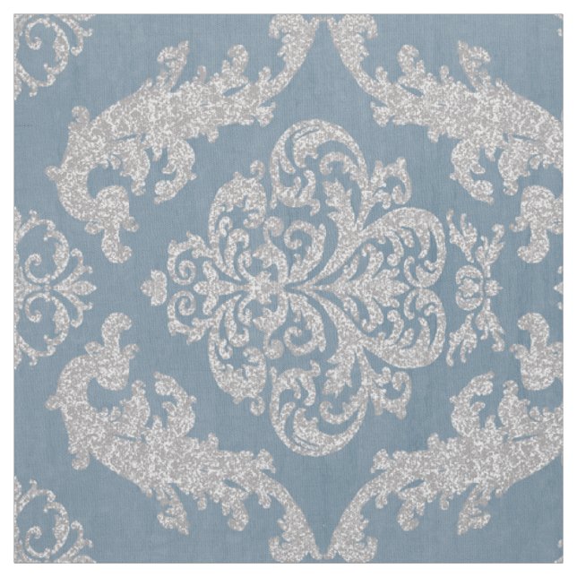 Tissu Vintage bleu damassé (Échantillon)