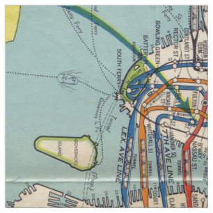 Tissu vintage de carte de souterrain de New York