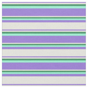 Tissu Violet, beige, vert de mer et Motif aquatique