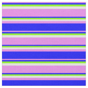 Tissu Violet, Bleu, Chartreuse & Lignes Cyan Légères