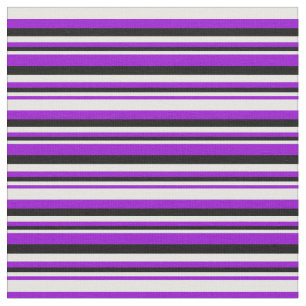 Tissu Violet foncé, blanc et noir Motif rayé