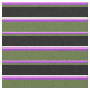 Tissu Violet, Orchidée foncée, Vert olive, Noir & Blanc
