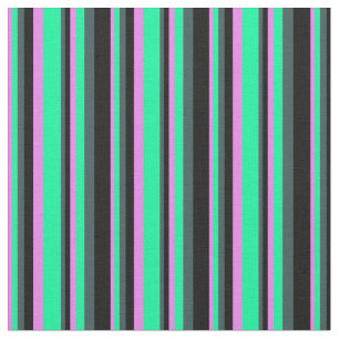 Tissu Violet, vert, gris ardoise foncé et rayures noires